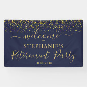 Gold Konfetti Blau Gold Ruhestand Feier Willkommen Banner