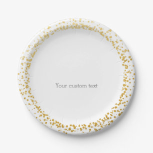 Gold Konfetti Eleganter Glamour Punkte Weiße Telle Pappteller