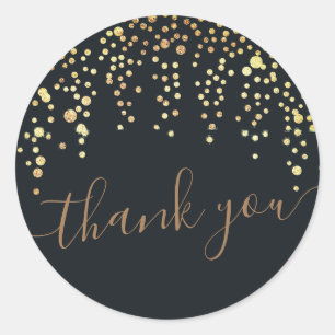 gold Konfetti Glitzer Schwarz Danke Sticker