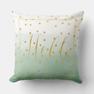 Gold Konfetti Mint Wasserfarbe Hallo Kissen