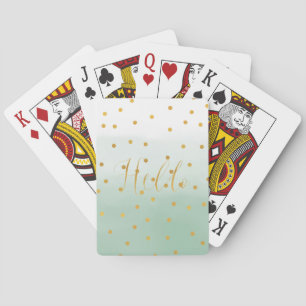 Gold Konfetti Mint Wasserfarbe Hallo Spielkarten