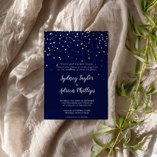Gold Konfetti Navy Formale Hochzeit Gold Folieneinladung