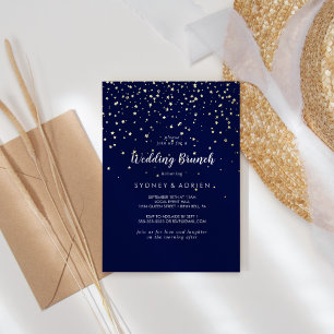 Gold Konfetti Navy Hochzeitsbrunch Gold Folieneinladung