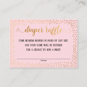 Gold Konfetti & Schrift auf rosa Windel-Raffle-Kar Begleitkarte