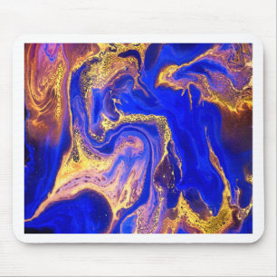 Gold, Königsblau, Marmor, natürlich, Strudel, Mousepad