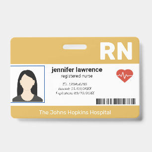 Gold Krankenhaus-Mitarbeiterfoto , Barcode-ID Ausweis