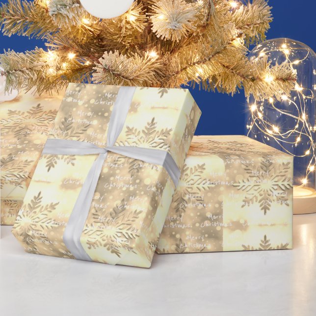 Gold Krawatte-Dye Snowflake Frohe Weihnachten Geschenkpapier (Feiertage)