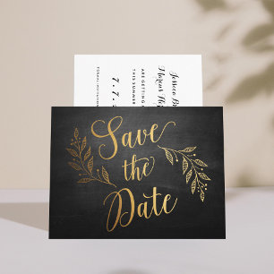 Gold Kreidetafel Rustikale Save-the-Date-Karte Ankündigungspostkarte