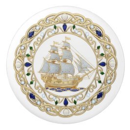 Gold Kristall Segelschiff Boot Segeln 2D-Grafik Keramikknauf