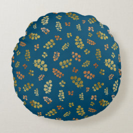 Gold Kupferberries auf Navy Round Pillow Rundes Kissen