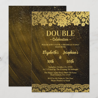 Gold Lace Adult Double Joint Birthday Party Einladung