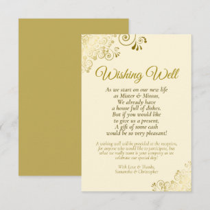 Gold Lace & Cream Wedding Wunschgedicht Begleitkarte