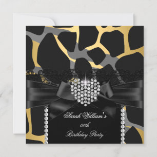 Gold Lace Diamond Heart Wild Birthday Party Einladung