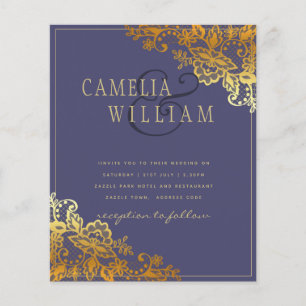 Gold Lace Lila Hochzeitsbudget Flyer