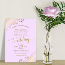 Gold Lace Lilac Lila Elegante Calligrafy Wedding