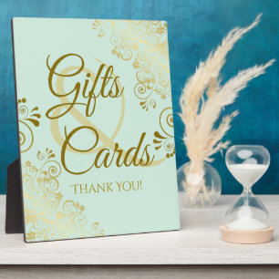 Gold Lace on Mint Green Wedding Geschenke & Cards Fotoplatte