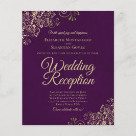 Gold Lace on Plum Wedding Reception BUDGET Einladu