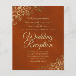 Gold Lace Orange Hochzeitsempfang Einladung