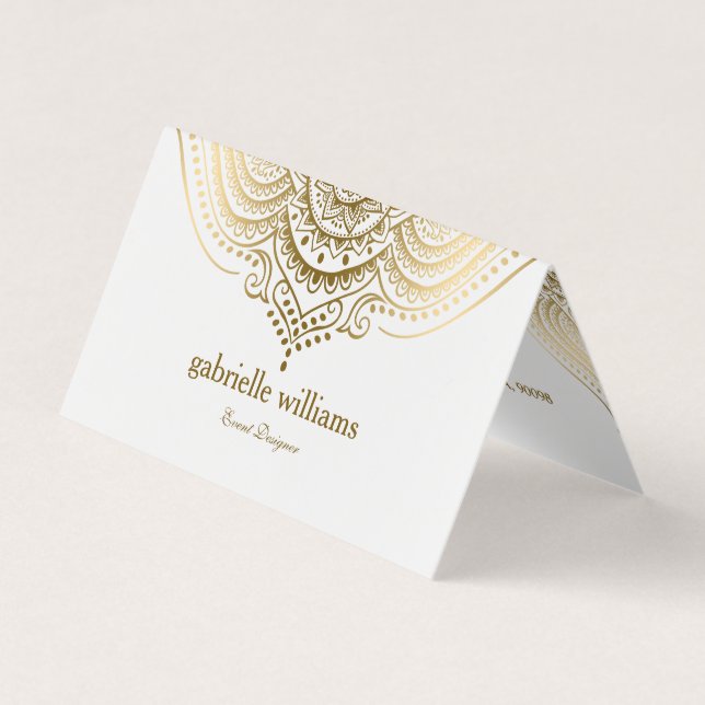 Gold Lace Paisley Mandala Carte de visite (Devant)