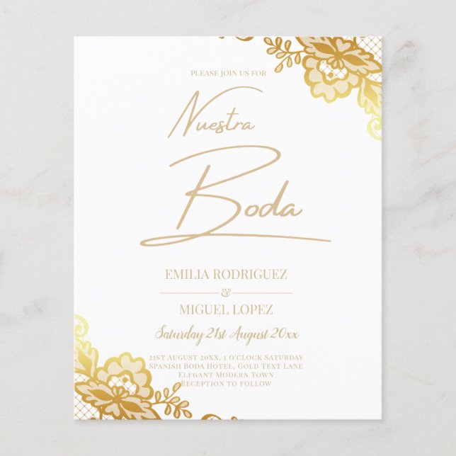 Gold Lace White Wedding Einladung Classic Elegant (Vorderseite)