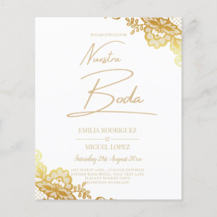 Gold Lace White Wedding Einladung Classic Elegant