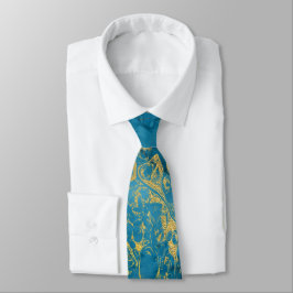 Gold Laced Marble Blue Abstrakt Neck Tie Krawatte