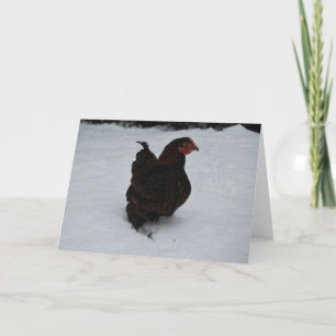 Gold laced Wyandotte trekking through Snow! Feiertagskarte