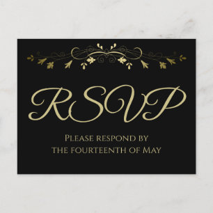 Gold Lacy Blühend auf Black Elegant Wedding UAWG Postkarte