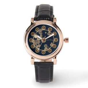 Gold Ladys Steampunk Armbanduhr