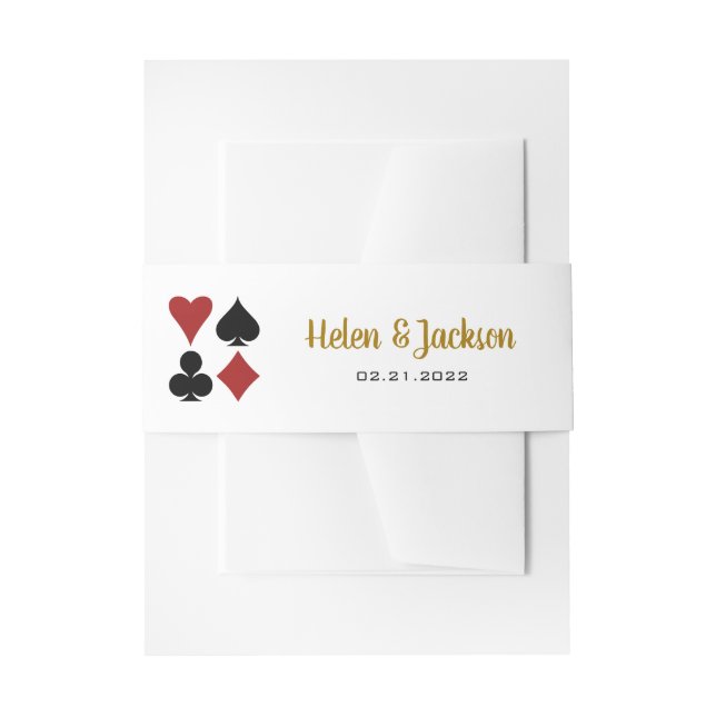 Gold Las Vegas Casino Card Anzüge Hochzeit Einladungsbanderole (Vorderseite Beispiel)