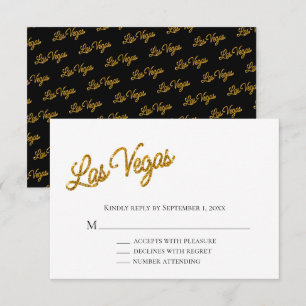 Gold Las Vegas Glitzern Wedding RSVP Einladung