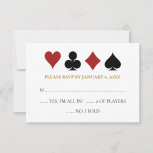 Gold Las Vegas Poker Card Anzug Hochzeit RSVP Karte