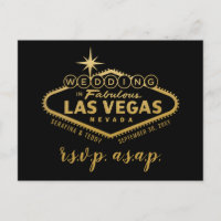 Gold Las Vegas Sign Wedding RSVP Response Postkart