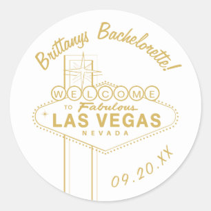 Gold Las Vegas Sign Wedding Welcome Bachelorette Runder Aufkleber