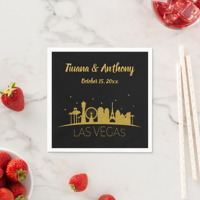 Gold Las Vegas Silhouette Wedding Serviette (Beispiel)