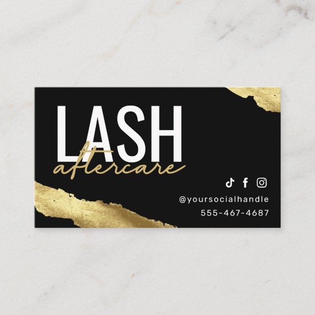Gold Lash Extensions Carte de post-soins (Devant)