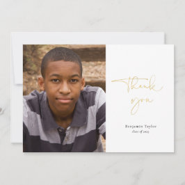 Gold Lässig Script Foto Abschluss Vielen Dank Dankeskarte