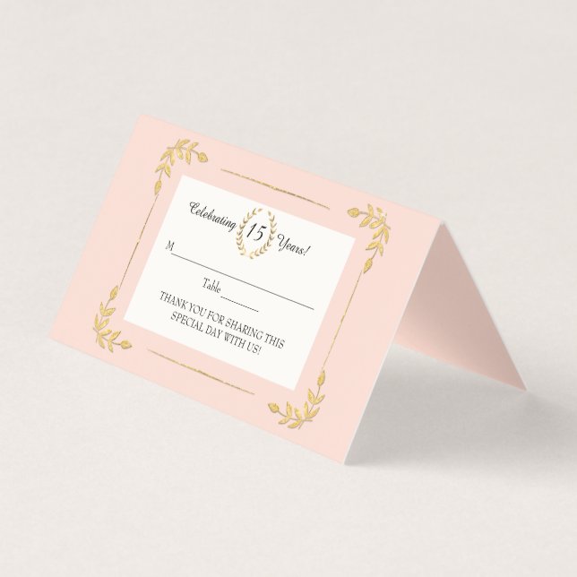 Gold Laurel Leaf Blush Pink Wreath Quinceanera (Vorderseite)