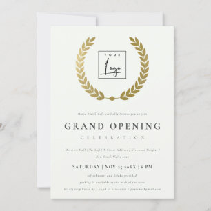 Gold Laurel Logo Ornate Grand Ouverture Invitation
