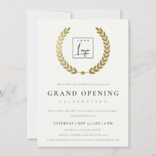 Gold Laurel Logo Verziert Grand Opening Einladung