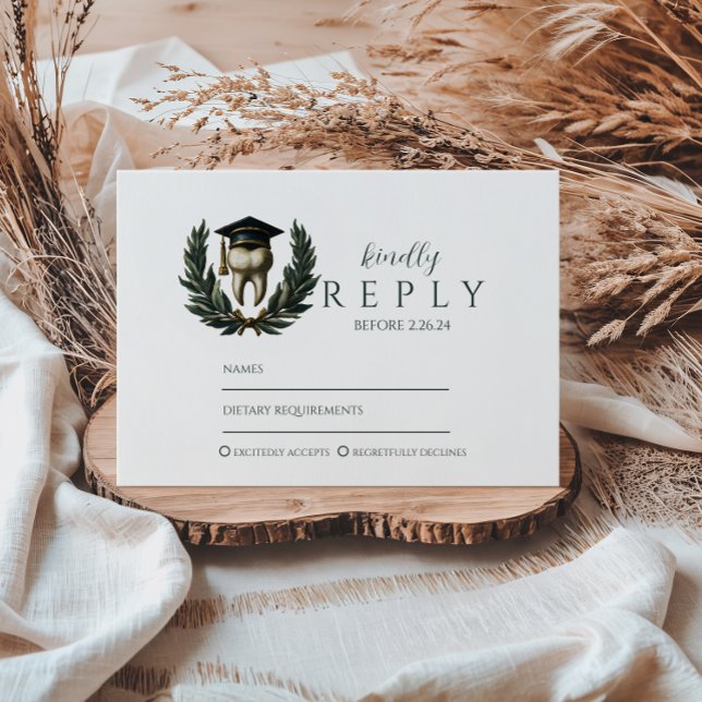 Gold Laurel Tooth Graduation Party RSVP Karte (Von Creator hochgeladen)