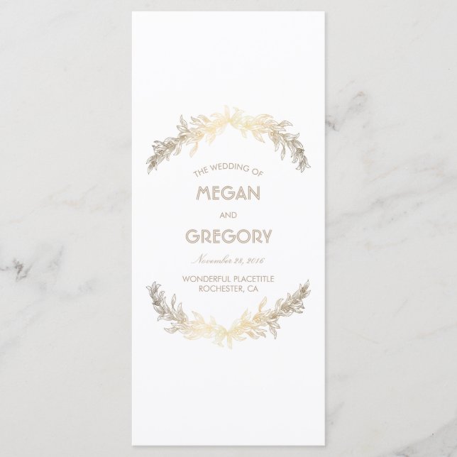 Gold Laurel Vintage Hochzeitsprogramme Programm (Vorderseite)