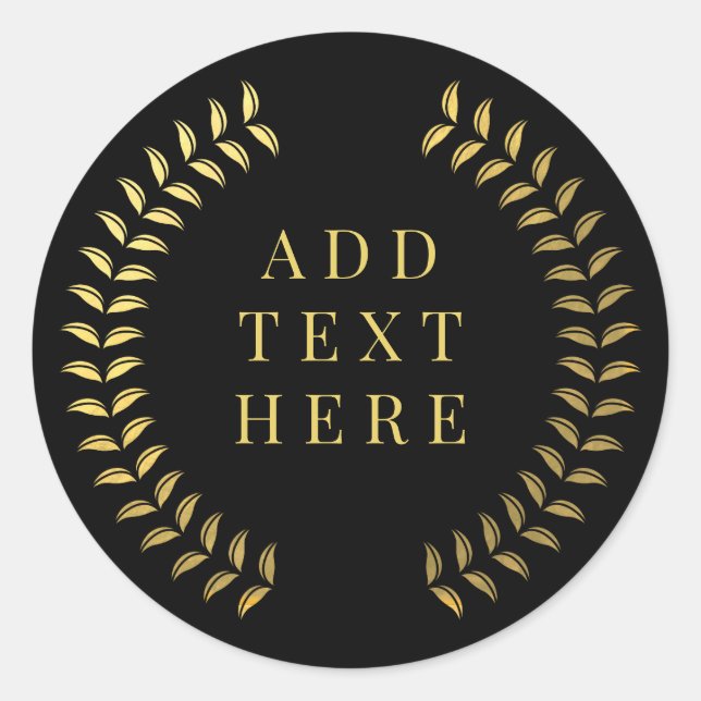 Gold Laurel Wreath Blätter Circle Wreath Custom Cl Runder Aufkleber (Vorderseite)