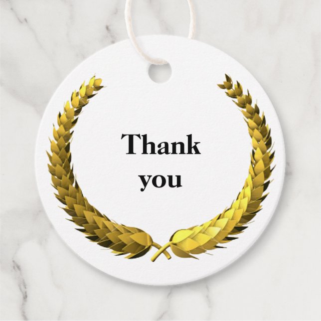 Gold Laurel Wreath Geschenkanhänger (Vorderseite)