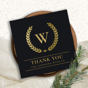 GOLD LAUREL WREATH INITIAL LOGO BUSINESS DANKEN QUADRATISCHE VISITENKARTE