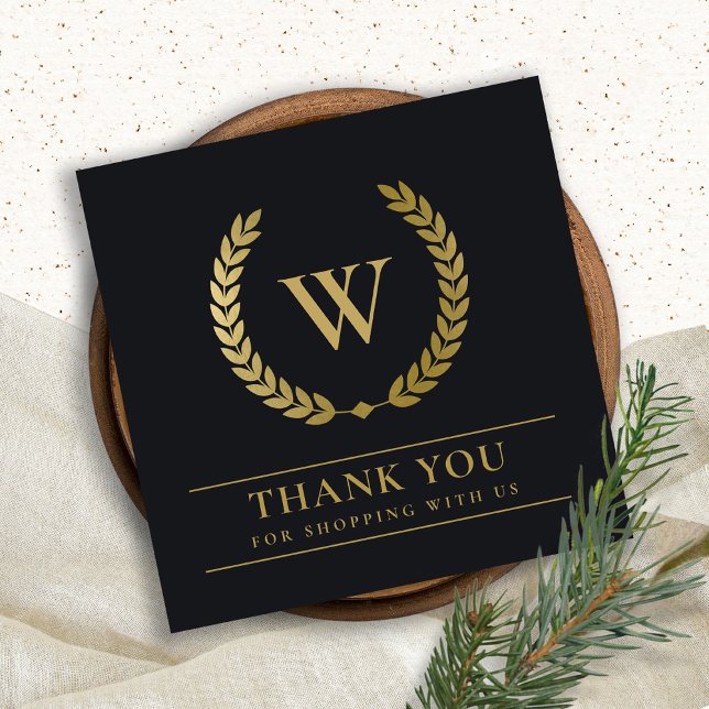 GOLD LAUREL WREATH INITIAL LOGO BUSINESS DANKEN QUADRATISCHE VISITENKARTE (Von Creator hochgeladen)