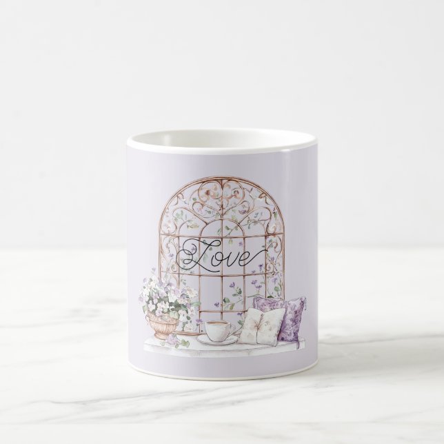 Gold Lavender Floral Love Kaffeetasse (Mittel)