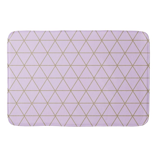 Gold Lavender Geometric Triangle Boho Glam Badematte (Vorderseite)