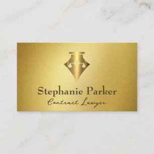 Gold Law Fotain Pen Logo   Gold Hintergrund Visitenkarte