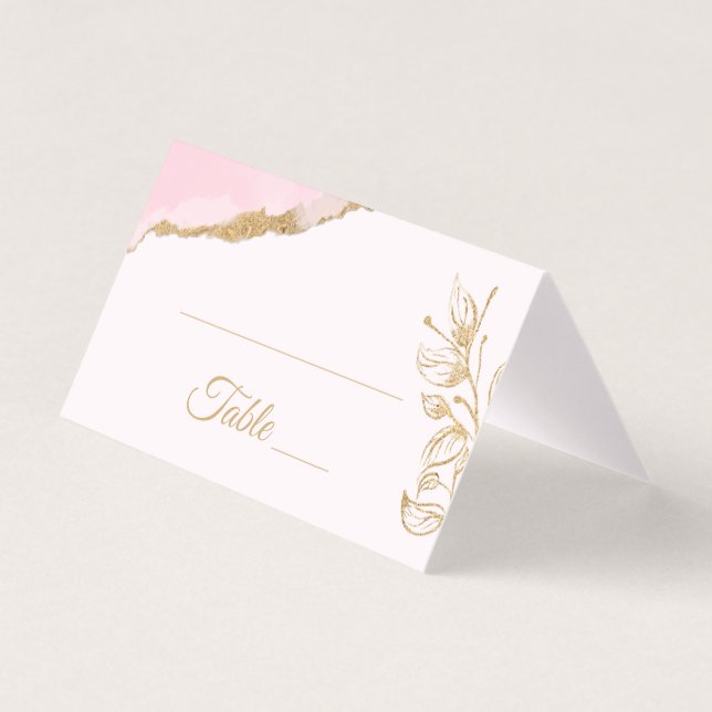 Gold Leaf Blätter Rosa Aquarellfarben Party (Vorderseite)